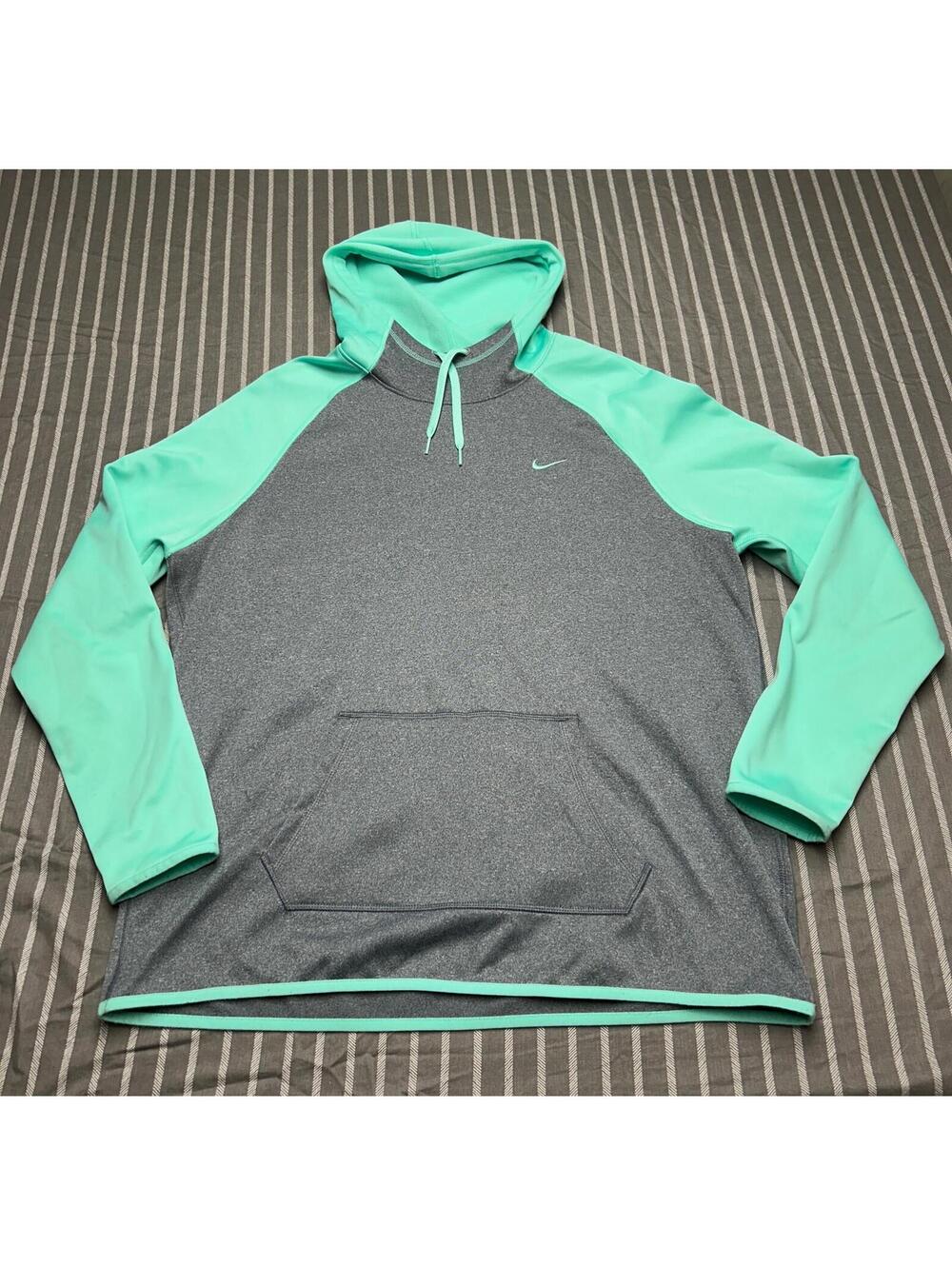 Nike Thermafit Gray/Green Hoodie Women's Size XL Long Sleeve Pull Over